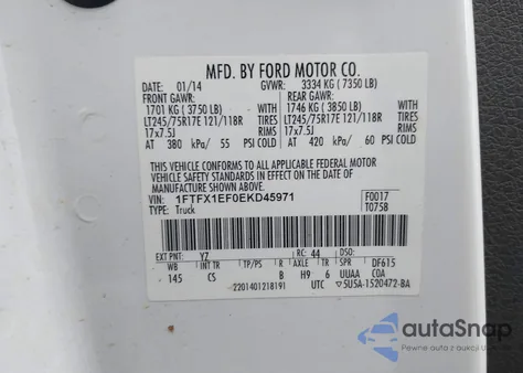 2014 Ford F-150 Xl z USA, uszkodzony, nr VIN 1FTFX1EF0EKD45971